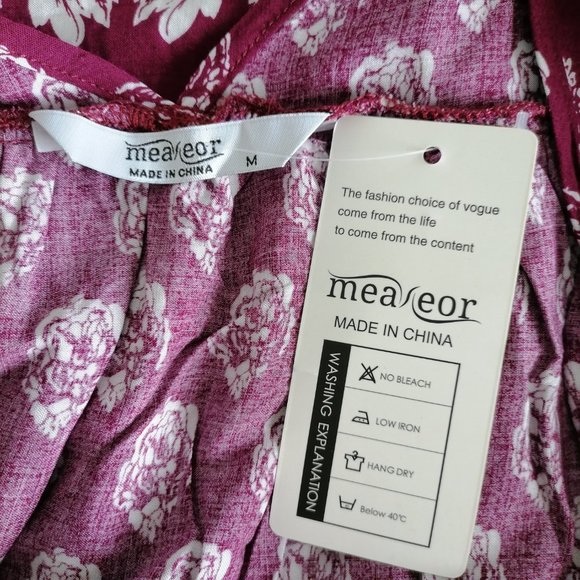 Meaneor Women's Plum Floral Sleeveless Blouse Size M New With Tag - Picture 5 of 6